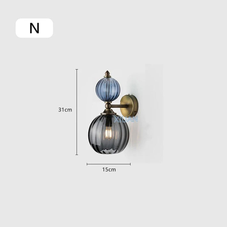 Vintage Glass Globe Wall Sconce – Colored Stained Glass Light - Grace & Ashes