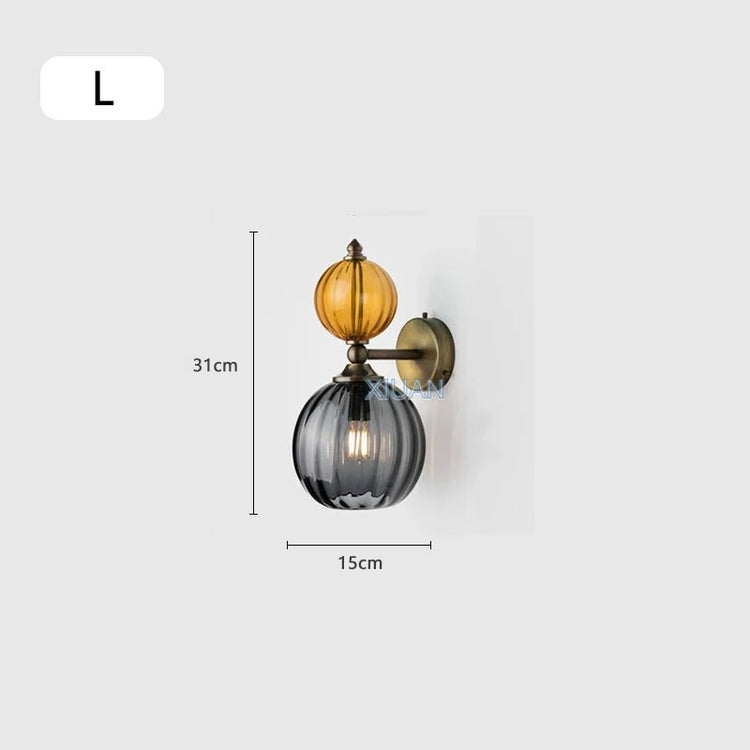 Vintage Glass Globe Wall Sconce – Colored Stained Glass Light - Grace & Ashes