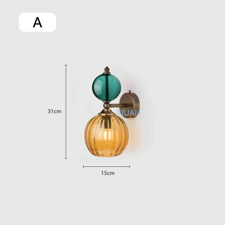 Vintage Glass Globe Wall Sconce – Colored Stained Glass Light - Grace & Ashes