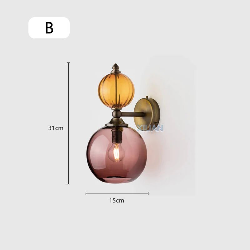 Vintage Glass Globe Wall Sconce – Colored Stained Glass Light - Grace & Ashes