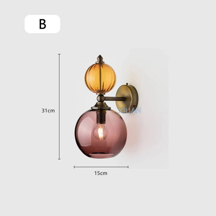 Vintage Glass Globe Wall Sconce – Colored Stained Glass Light - Grace & Ashes