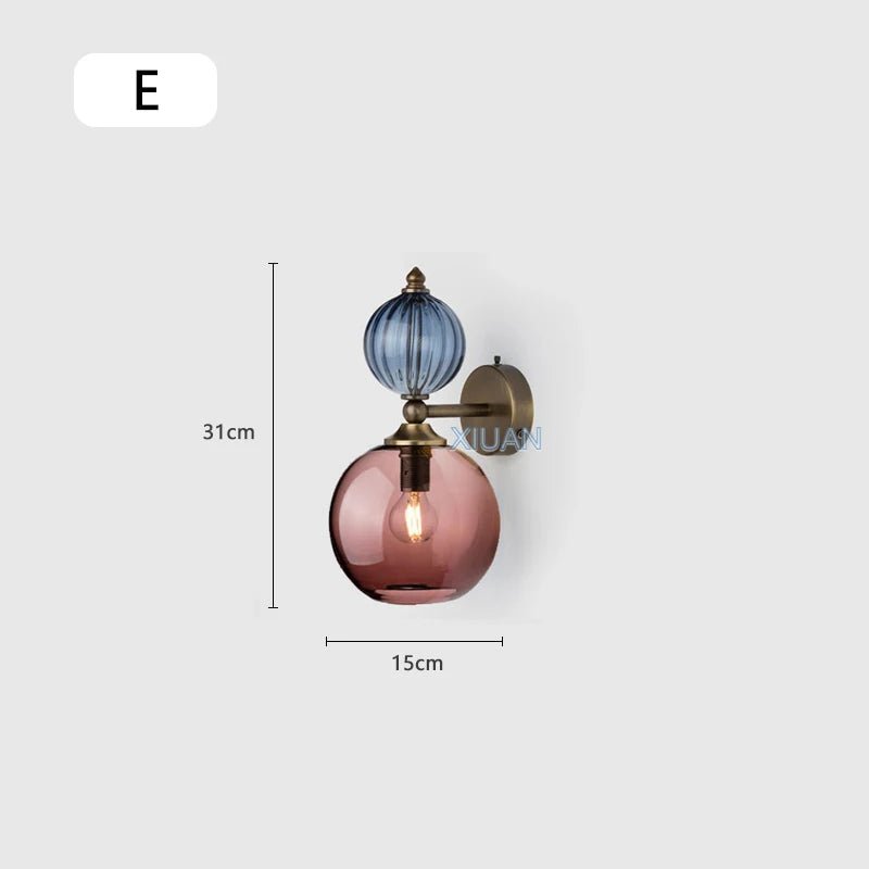 Vintage Glass Globe Wall Sconce – Colored Stained Glass Light - Grace & Ashes