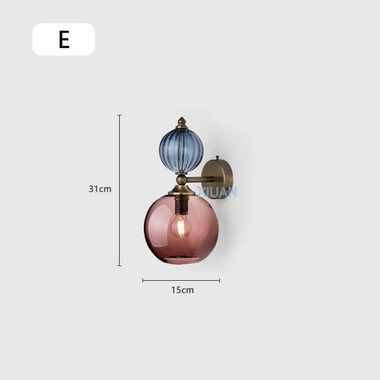 Vintage Glass Globe Wall Sconce – Colored Stained Glass Light - Grace & Ashes