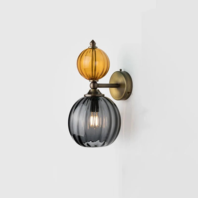Vintage Glass Globe Wall Sconce – Colored Stained Glass Light - Grace & Ashes
