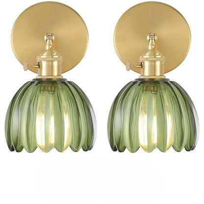 Vintage Green Tulip Glass Wall Lamp - Grace & Ashes