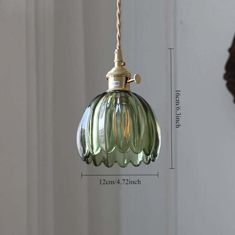 Vintage Green Tulip Glass Wall Lamp - Grace & Ashes