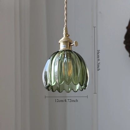 Vintage Green Tulip Glass Wall Lamp - Grace & Ashes