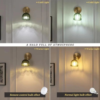 Vintage Green Tulip Glass Wall Lamp - Grace & Ashes