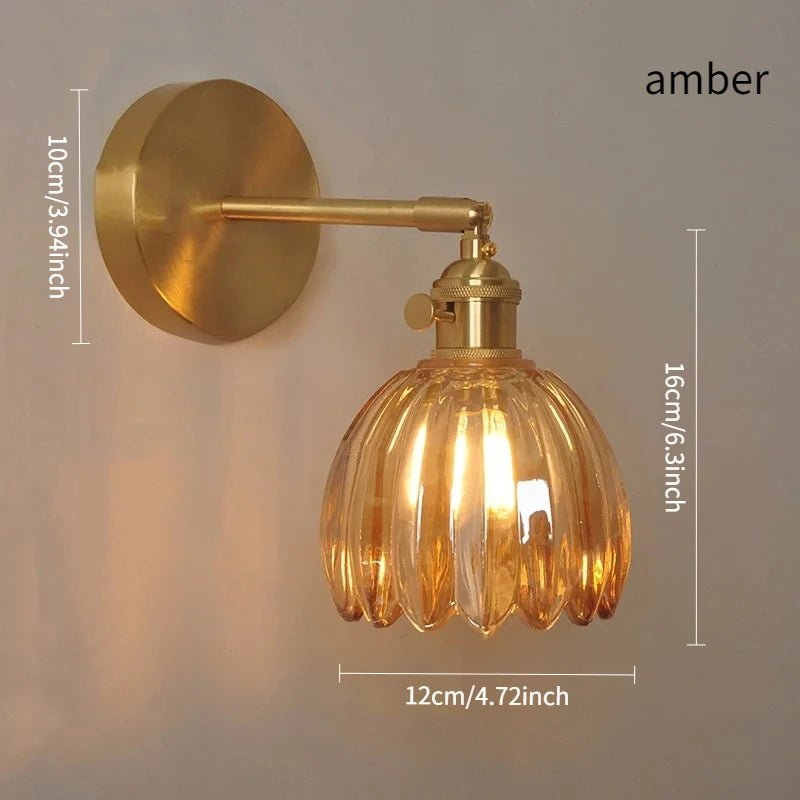 Vintage Green Tulip Glass Wall Lamp - Grace & Ashes