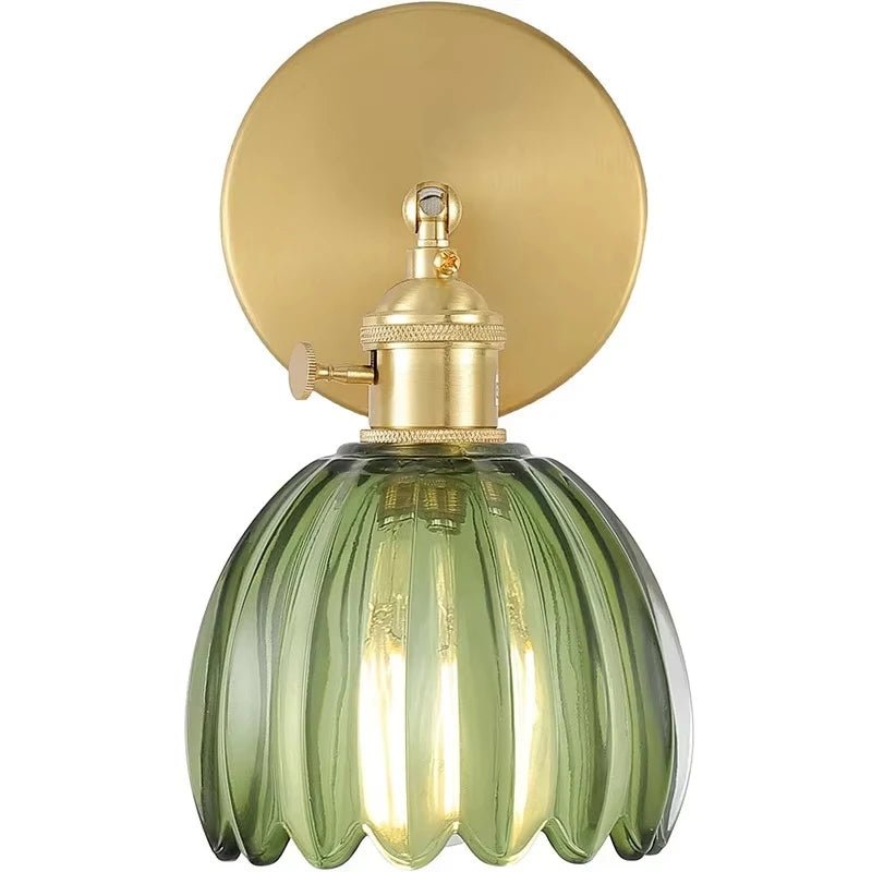 Vintage Green Tulip Glass Wall Lamp - Grace & Ashes