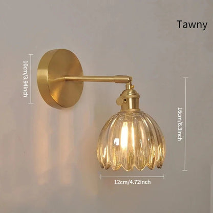 Vintage Green Tulip Glass Wall Lamp - Grace & Ashes