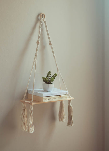 Wooden Macrame Floating Shelf - Grace & Ashes