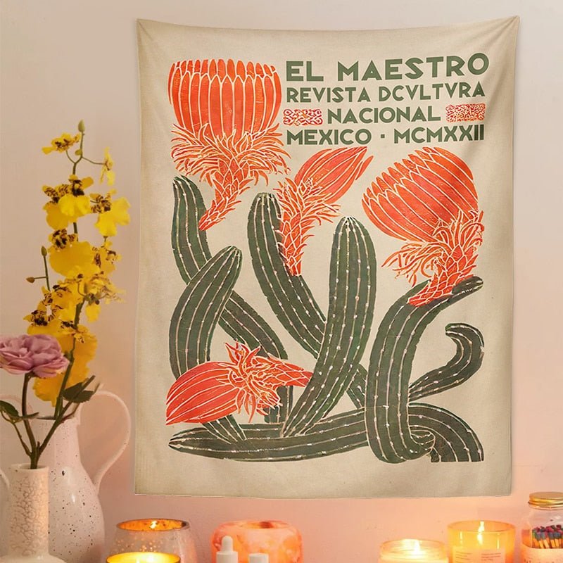 Botanical Cactus Tapestry Wall Hang - Grace & Ashes