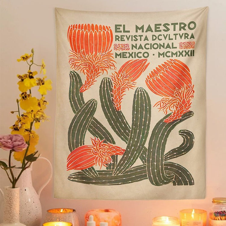 Botanical Cactus Tapestry Wall Hang - Grace & Ashes