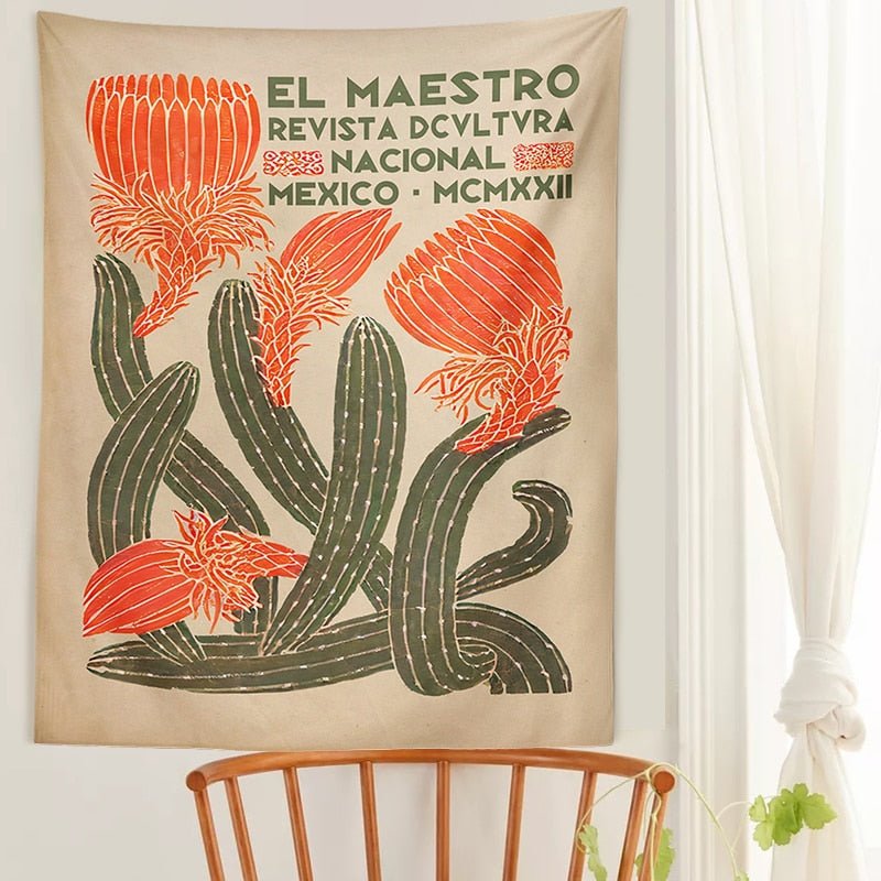 Botanical Cactus Tapestry Wall Hang - Grace & Ashes
