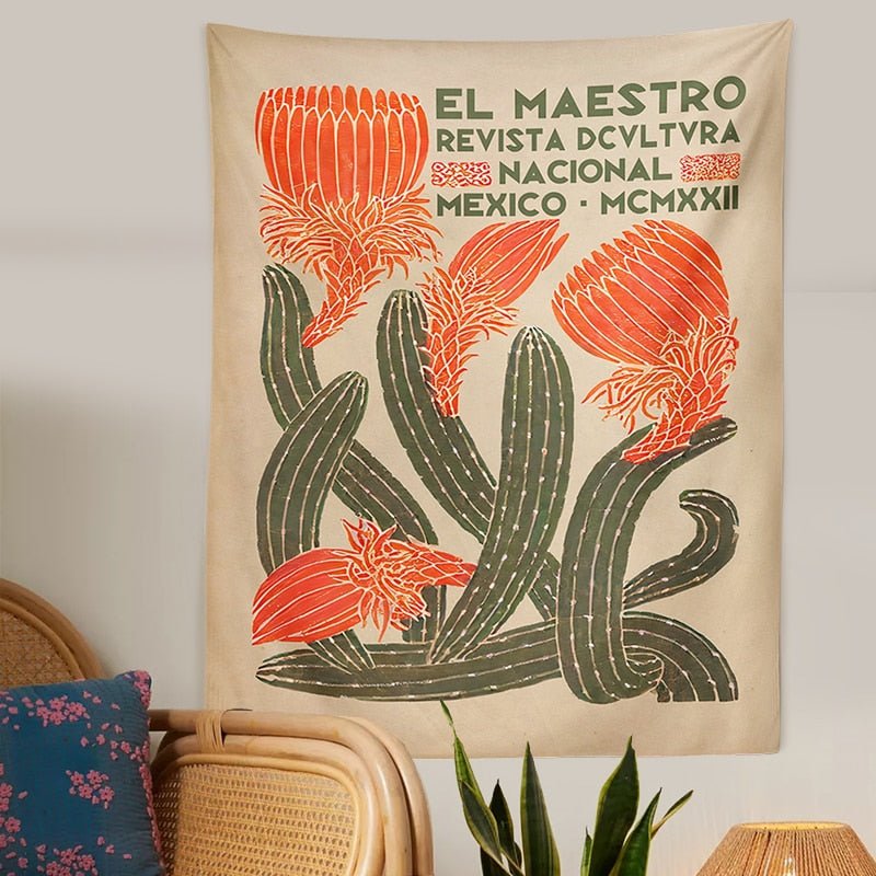 Botanical Cactus Tapestry Wall Hang - Grace & Ashes