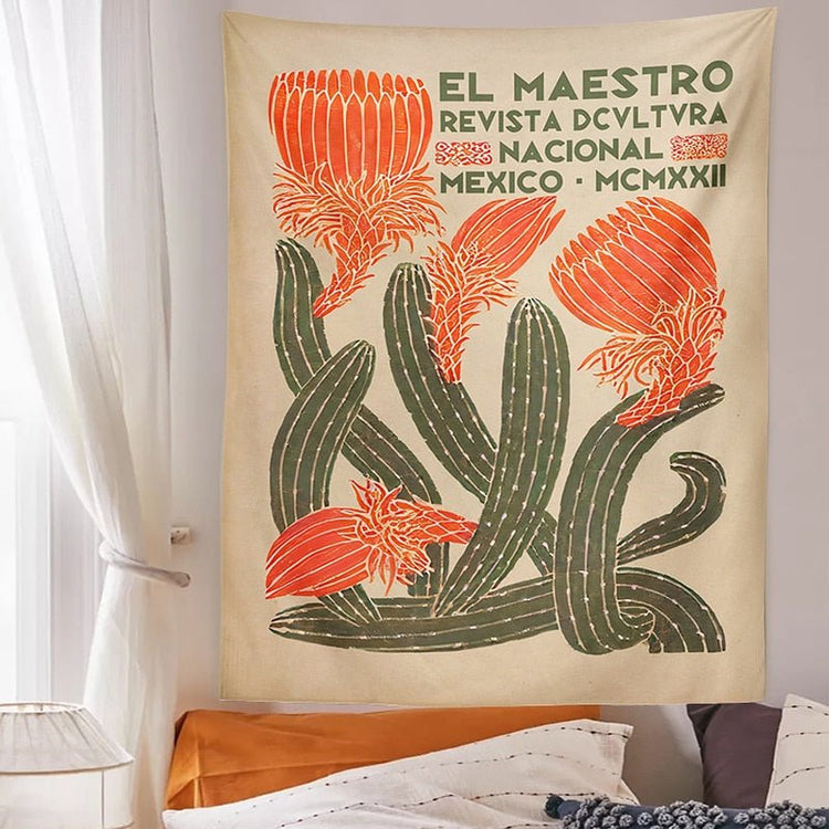 Botanical Cactus Tapestry Wall Hang - Grace & Ashes