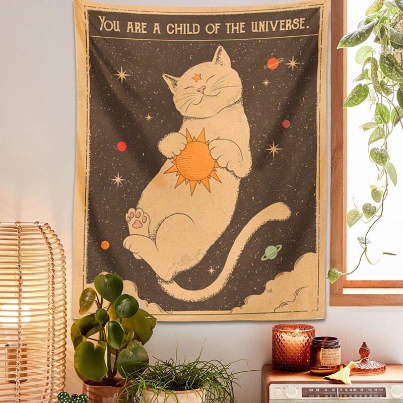 You are a child of the universe - Tarot Cat Tapestry - Grace & Ashes