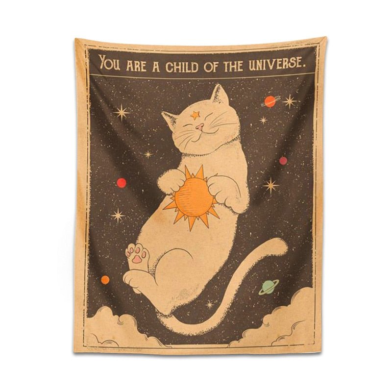 You are a child of the universe - Tarot Cat Tapestry - Grace & Ashes