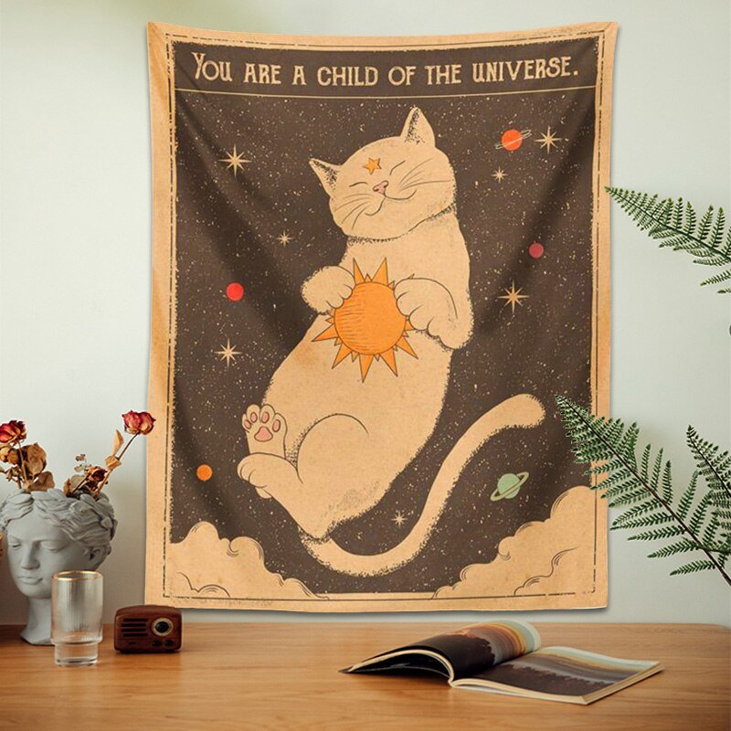 You are a child of the universe - Tarot Cat Tapestry - Grace & Ashes