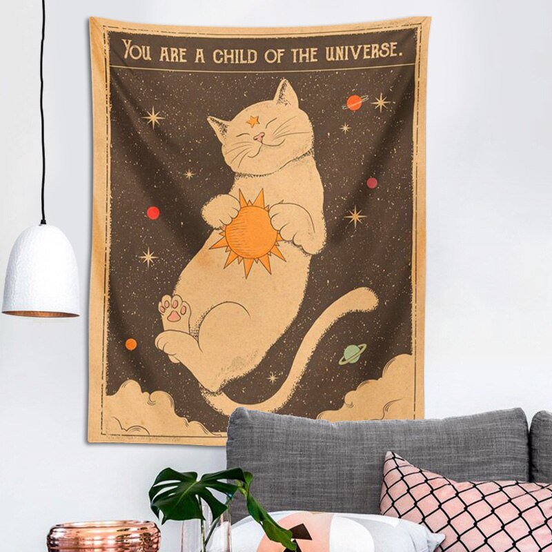 You are a child of the universe - Tarot Cat Tapestry - Grace & Ashes